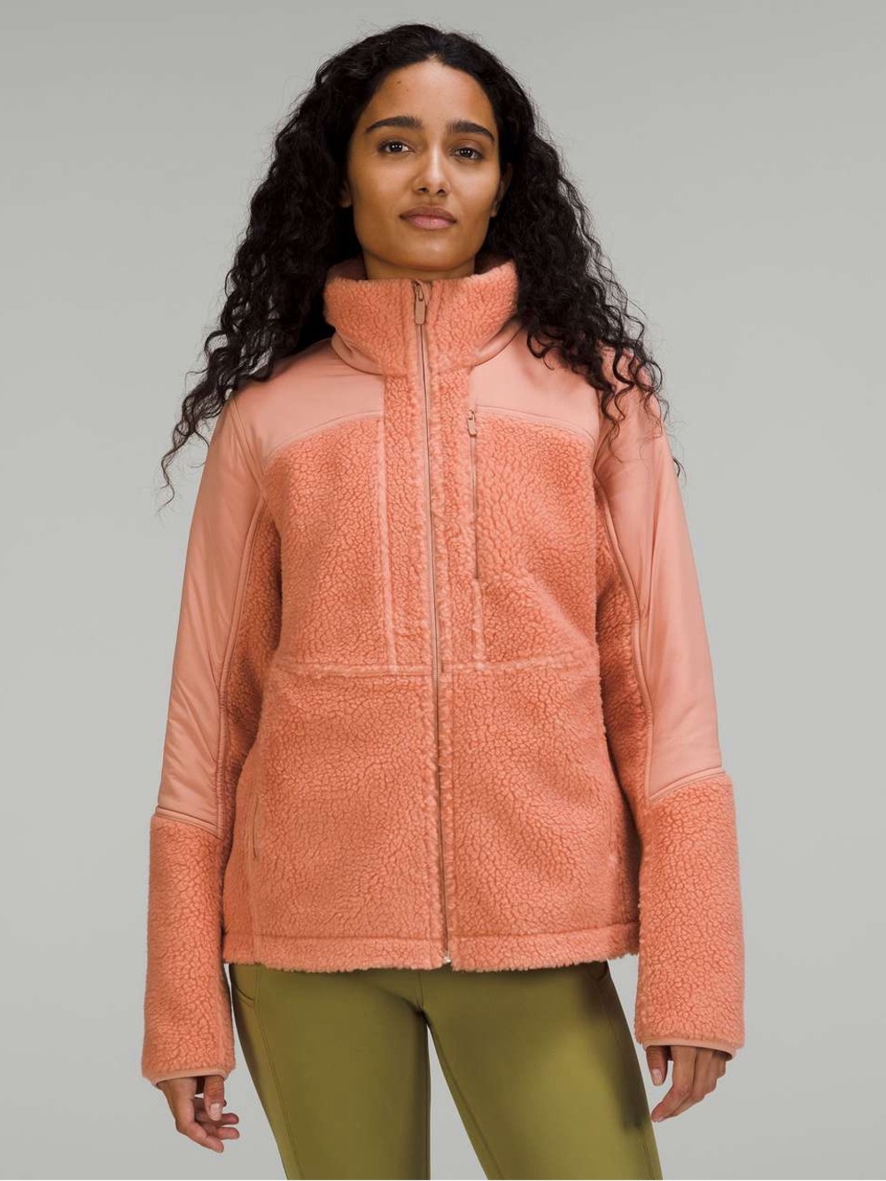 Lululemon Textured Fleece Full-Zip Jacket Pink Women Size 6
